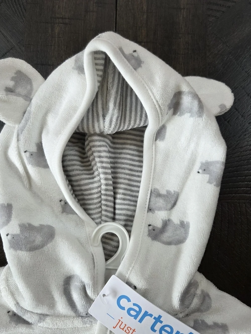 Carter's Just One You Baby Polar Bear Hooded Robe White 0-9M NWT